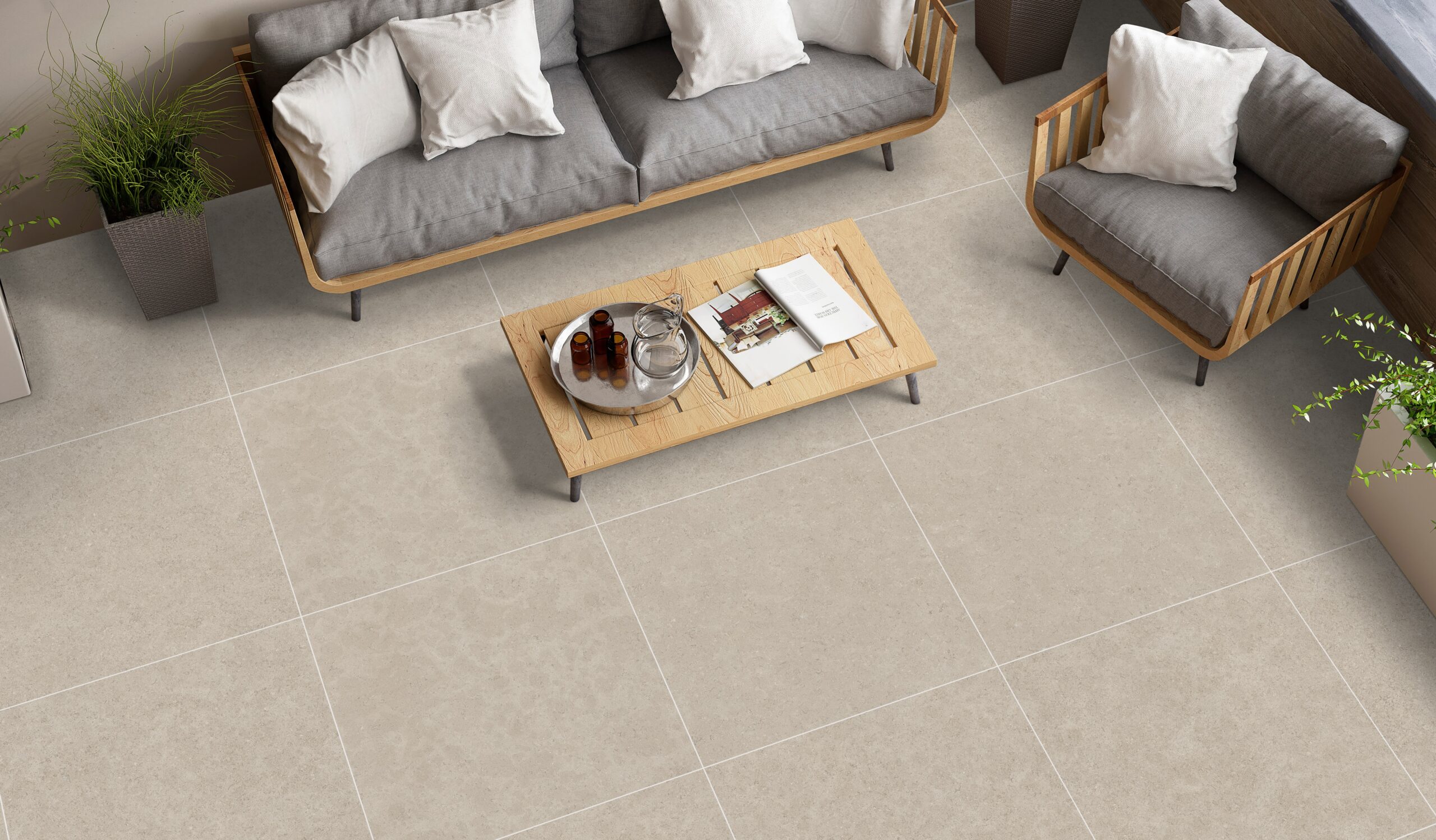 Dijon Beige also known as La Roche Porcelain straight cut 900x600x20 Beige £25 +vat External R11 grip